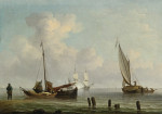 ⚓Репродукція морський краєвид від 391 грн.: Голландські рибалки на узбережжі, військовий корабель салютує