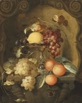 ₴ Репродукція натюрморт від 320 грн.: Виноград та лимон на таззі, з апельсинами на виступі в кам'яній ніші