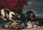 ₴ Репродукция натюрморт от 391 грн.: Собака рычит на кошку из-за дичи