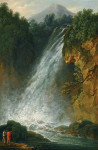 ₴ Репродукция пейзаж от 249 грн.: Вид с путешественником и рыбаком у водопада Терни