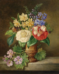 ₴ Репродукція квітковий натюрморт від 312 грн.: Букет квітів з нарцисами та камеліями