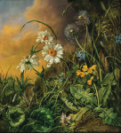₴ Репродукция цветочный натюрморт от 277 грн.: Лесная подстилка с ромашками, первоцветами и одуванчиками