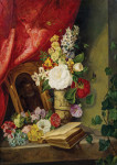 ₴ Репродукція квітковий натюрморт від 260 грн.: Натюрморт з квітами і книгою