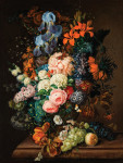 ₴ Репродукція квітковий натюрморт від 249 грн.: Натюрморт з трояндами, півоніями, ірисами та метеликами