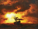 ⚓Репродукція морський краєвид від 261 грн.: Пароплав на заході сонця