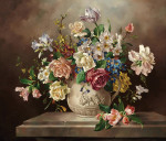 ₴ Репродукция цветочный натюрморт от 302 грн.: Натюрморт с цветами, розами и анемонами