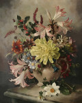 ₴ Репродукция цветочный натюрморт от 320 грн.: Натюрморт с летними цветами на каменном выступе