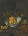 ₴ Репродукція натюрморт відомого художника "Натюрморт з фруктами в китайській мисці та ремером на драпірованому столі"