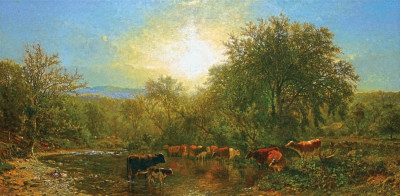 ₴ Репродукция пейзаж от 313 грн.: Коровы на водопое