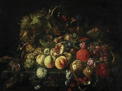 ₴ Репродукція натюрморт від 309 грн.: Натюрморт з квітами та фруктами