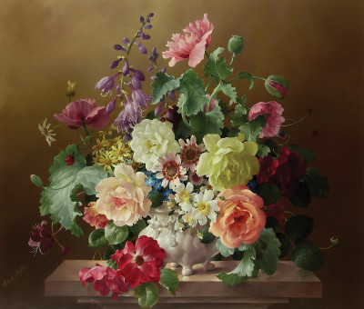 ₴ Репродукция цветочный натюрморт от 337 грн.: Смешанные цветы в вазе