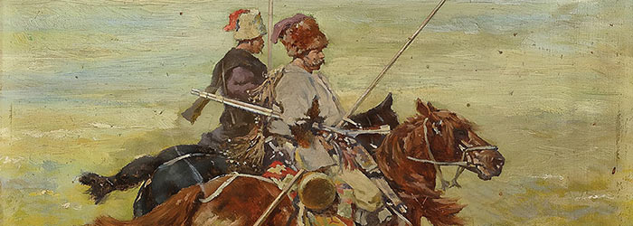 ₴ Репродукция бытовой жанр "Всадники в степи" - Ивасюк Николай Иванович