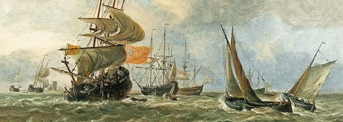 ⚓Репродукция морской пейзаж от 241 грн.: Корабли в бурном море - Бирстратен Ян Абрахамс