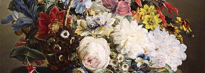 ₴ Репродукция натюрморт от 265 грн.: Цветы в корзине на выступе - Вайс Антон