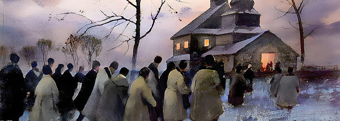 ₴ Репродукция бытовой жанр известного художника "В страстный четверг" - Васильковский Сергей Иванович