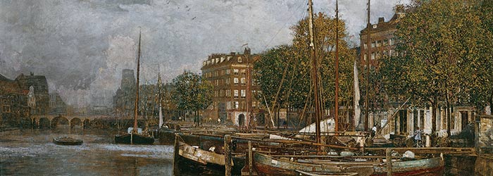 ₴ Репродукция городской пейзаж 241 грн.: Канал в Роттердаме - Русс Роберт