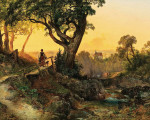 ₴ Репродукция пейзаж от 253 грн.: Сцена в сумерках с видом на Отмарскирхе в Медлинге