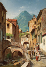 ₴ Репродукция пейзаж от 313 грн.: Итальянская деревенская сцена