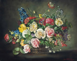 ₴ Репродукция цветочный натюрморт от 249 грн.: Летние цветы в корзине