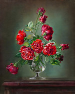 ₴ Репродукция цветочный натюрморт от 249 грн.: Розы Crimson Glory в стакане