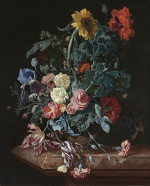 ₴ Репродукция цветочный натюрморт от 204 грн.: Натюрморт с букетом цветов на мраморной столешнице