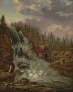 ₴ Репродукция пейзаж известного художника "Норвежский пейзаж, водопад Рогна"