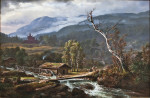 ₴ Репродукция пейзаж известного художника "Пейзаж в Каупангере с деревянной церковью"