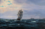 ⚓Репродукция морской пейзаж "Парусный корабль выходит в море"