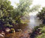 ₴ Репродукция пейзаж "Речной пейзаж во Франции"