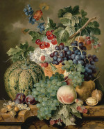 ₴ Репродукція натюрморт "Натюрморт з фруктами на мармуровому виступі"