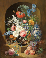 ₴ Репродукция цветочный натюрморт "Натюрморт с вазой и птичьим гнездом"