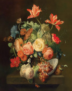 ₴ Репродукция цветочный натюрморт "Цветочный натюрморт с виноградом"