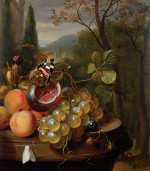 ₴ Репродукция натюрморт художника "Натюрморт с фруктами и бабочками"