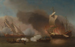 ⚓Репродукция морской пейзаж известного художника "Сражение между английскими кораблями и берберскими корсарами"