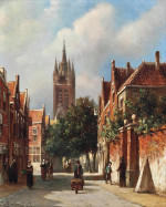 ₴ Репродукция городской пейзаж "Фигуры на голландской улице"