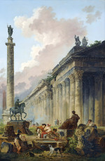 ₴ Репродукция пейзаж известного художника "Воображаемый вид Рима с конной статуей Марка Аврелия, колонной Траяна и храмом"