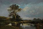 ₴ Репродукция пейзаж "Пейзаж с прудом и деревом"