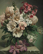 ₴ Репродукция цветочный натюрморт "Летний букет с пионами и гортензиями"
