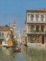 ₴ Репродукция городской пейзаж "Гондола на Гранд-канале возле Ка Реццонико, Венеция"