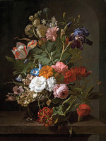 ₴ Репродукция цветочный натюрморт "Натюрморт с цветами и сверчком"