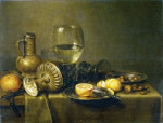₴ Картина натюрморт известного художника от 241 грн.: Натюрморт с серебрянной вазой, кувшином пивом, апельсином и лимоном
