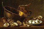 ₴ Репродукция натюрморт от 217 грн.: Устрицы, чеснок, яйца, таз и кувшин