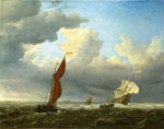 Морской пейзаж: Голландский корабль и другие мелкие суда в сильный ветер