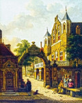 Городской пейзаж: Сцена голландская улицы с фигурами на переднем плане
