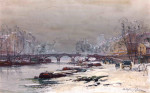 ₴ Репродукция городской пейзаж от 269 грн.: Набережная Сены зимой