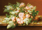 ₴ Репродукция натюрморт от 229 грн.: Розовые розы и сирень
