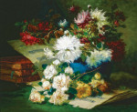 Натюрморт: Букет цветов, ноты и книги