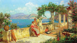 ₴ Картина бытовой жанр известного художника от 143 грн.: Фигуры на террасе в Капри