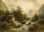 ₴ Репродукция картины пейзаж художника от 180 грн.: Мельница у горного ручья