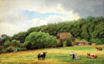 Пейзаж: Ферма с пасущимися коровами